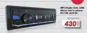 MP3 Radio Unit, USB Mirror Link To Phone, BT, FM, Aux In REF.RABTR03-Each