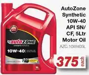 AutoZone AutoZone Synthetic 10W-40 API SN, Motor Oil AZC.10W405L-5Ltr Each offer