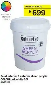 Leroy Merlin Colourlab Paint Interior & Exterior Sheen Acrylic White-20Ltr offer