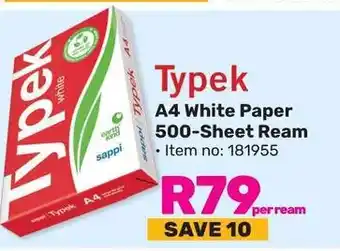 Typek A4 White Paper 500-Sheet Ream
