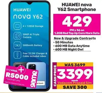 Game HUAWEI nova Y62 Smartphone offer