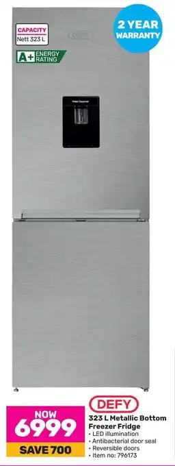 Game DEFY 323 L Metallic Bottom Freezer Fridge offer