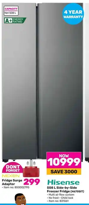 Game Hisense 508 L Side-by-Side Freezer Fridge (H670SIT) offer