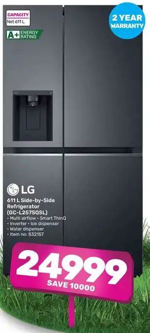 Game LG 611 L Side-by-Side Refrigerator (GC-L257SQSL) offer