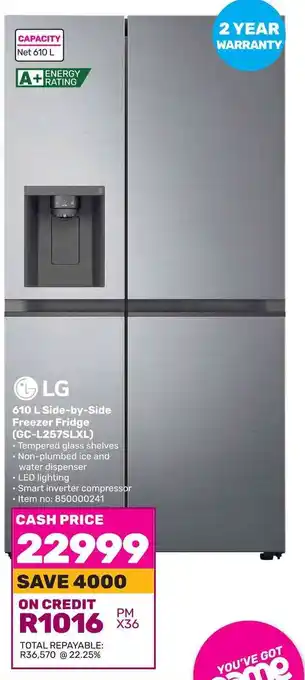 Game LG 610 L Side-by-Side Freezer Fridge (GC-L257SLXL) offer