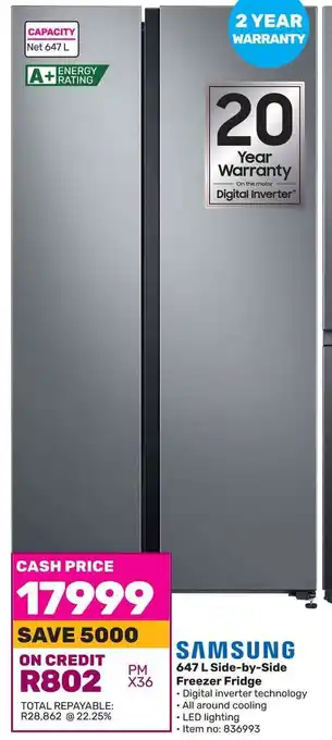 Game SAMSUNG 647 L Side-by-Side Freezer Fridge offer