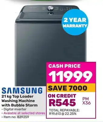 Game SAMSUNG 21 kg Top Loader Washing Machine with Bubble Storm offer