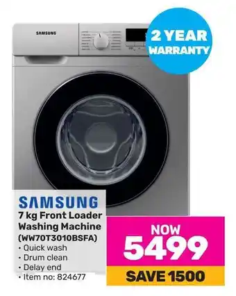 Game SAMSUNG 7 kg Front Loader Washing Machine (WW70T3010BSFA) offer