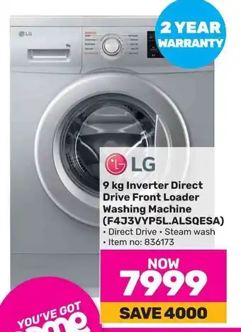 Game LG 9 kg Inverter Direct Drive Front Loader Washing Machine (F4J3VYP5L.ALSQESA) offer