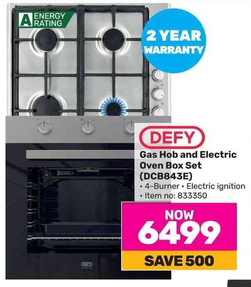 DEFY Gas Hob and Electric Oven Box Set (DCB843E) offer at Game