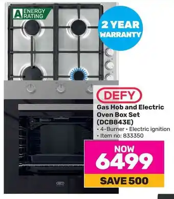 Game DEFY Gas Hob and Electric Oven Box Set (DCB843E) offer