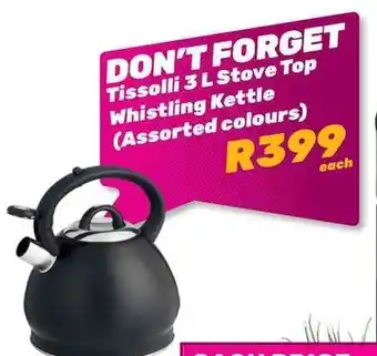 Game Tissolli 3 L Stove Top Whistling Kettle (Assorted colours) offer