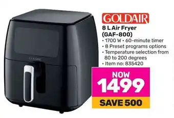 Game GOLDAIR 8 L Air Fryer (GAF-800) offer