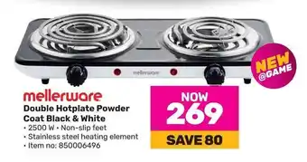 Game mellerware Double Hotplate Powder Coat Black & White offer