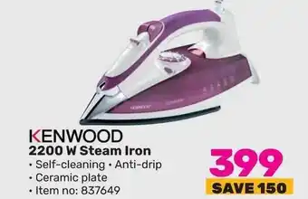 Game KENWOOD 2200 W Steam KENWOOD 2200 W Steam Iron • Self-cleaning Anti-drip ⚫ Ceramic plate offer