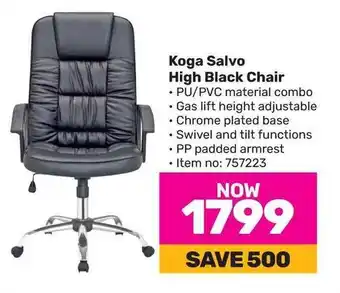 Game Koga Salvo High Black Chair offer