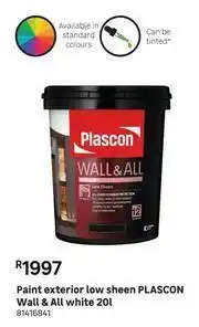 Leroy Merlin Plascon Wall & All White Low Sheen Exterior Paint 81416841-20L offer