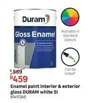 Leroy Merlin Duram White Gloss Interior & Exterior Enamel Paint 81417245-5L offer