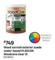 Leroy Merlin Plascon Woodcare Clear Water Based Suede Exterior Wood Varnish 81416945-5L offer