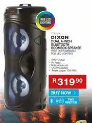Cash Crusaders Dixon Dual 4 Inch Bluetooth Boombox Speaker ET-S15XX offer