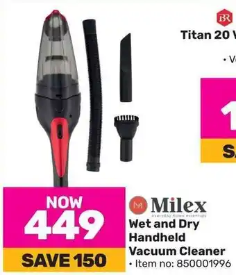 Game Milex Wet and Dry Handheld Vacuum Cleaner offer