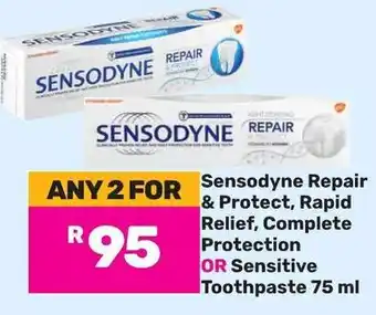 Game Sensodyne Repair & Protect, Rapid Relief, Complete Protection OR Sensitive Toothpaste 75 ml offer