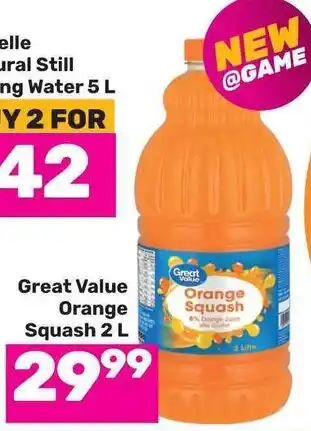 Game Great Value Orange Squash 2 L offer