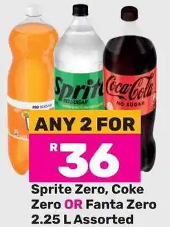 Game Sprite Zero, Coke Zero OR Fanta Zero 2.25 L Assorted offer