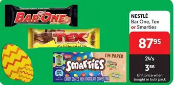 NESTLÉ Bar One, Tex or Smarties
