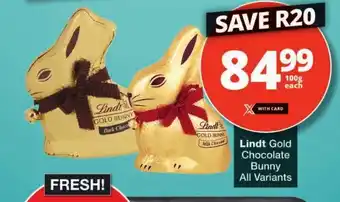 Checkers Lindt Gold Chocolate Bunny All Variants offer