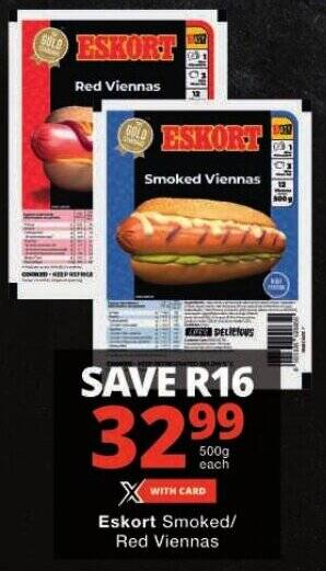 Eskort Smoked/ Red Viennas offer at Checkers