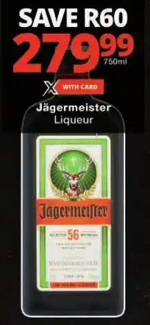 Checkers Jägermeister Liqueur offer