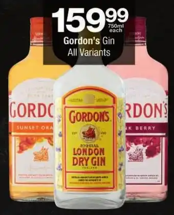 Checkers Gordon's Gin All Variants offer