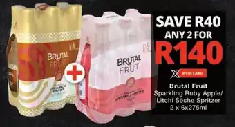 Checkers Brutal Fruit Sparkling Ruby Apple/ Litchi Sèche Spritzer 2 x 6x275ml offer