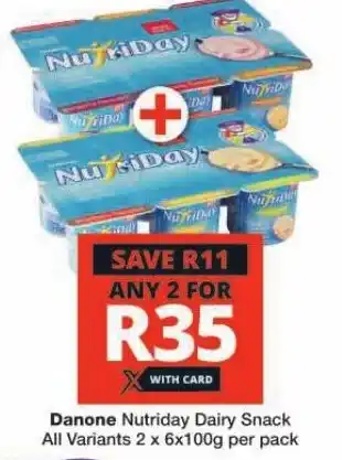 Checkers Danone Nutriday Dairy Snack All Variants 2 x 6x100g per pack offer