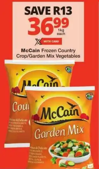 Checkers McCain Frozen Country Crop/Garden Mix Vegetables offer