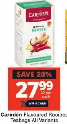 Carmién Flavoured Rooibos Teabags All Variants