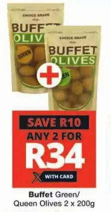 Checkers Buffet Green/ Queen Olives 2 x 200g offer