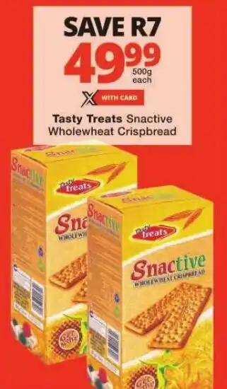 Checkers Tasty Treats Snactive Wholewheat Crispbread offer