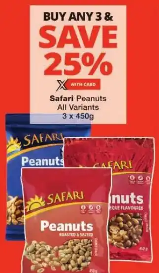 Checkers Safari Peanuts All Variants 3x450g offer