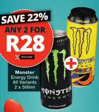 Checkers Monster Energy Drink All Variants 2 x 500ml offer