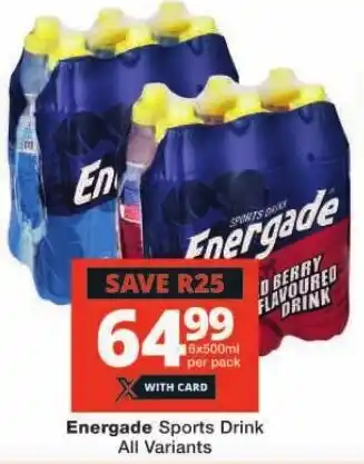 Checkers Energade Sports Drink All Variants offer