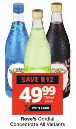 Rose's Cordial Concentrate All Variants