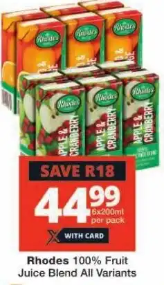 Checkers Rhodes 100% Fruit Juice Blend All Variants offer