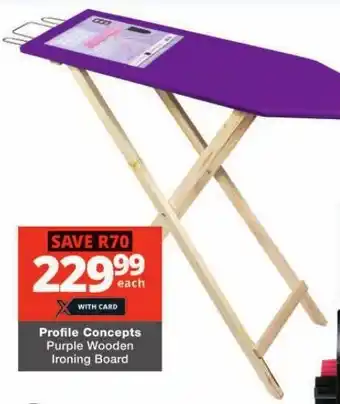 Checkers Profile Concepts Purple Wooden Ironing Board offer