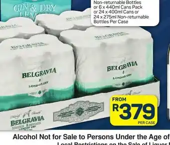 Pick n Pay Belgravia Gin Cooler 24 x 400ml Cans or 24 x 275ml NRB per case offer