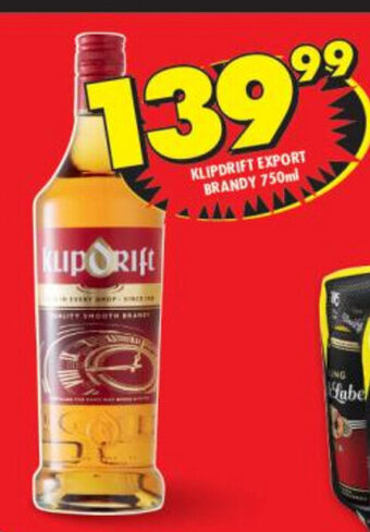 Shoprite Liquor Klipdrift Export Brandy 750ml offer