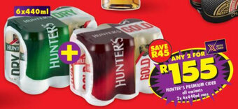 Shoprite Liquor Hunter's Premium Cider All Variants 2 x 6x440ml Cans offer