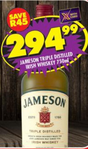 Shoprite Liquor Jameson Triple Distilled Irish Whiskey 750ml offer