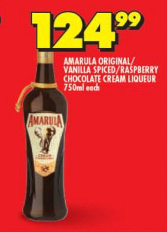 Shoprite Liquor Amarula Original / Vanilla Spiced / Raspberry Chocolate Cream Liqueur 750ml each offer